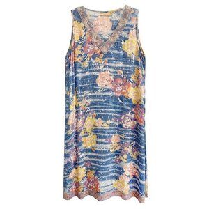 NWT La Cera Midi Dress XL Sleeveless Oversized Embroidered Made in India Resort